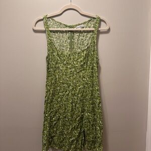 Reformation Noha Green Floral Mini Dress